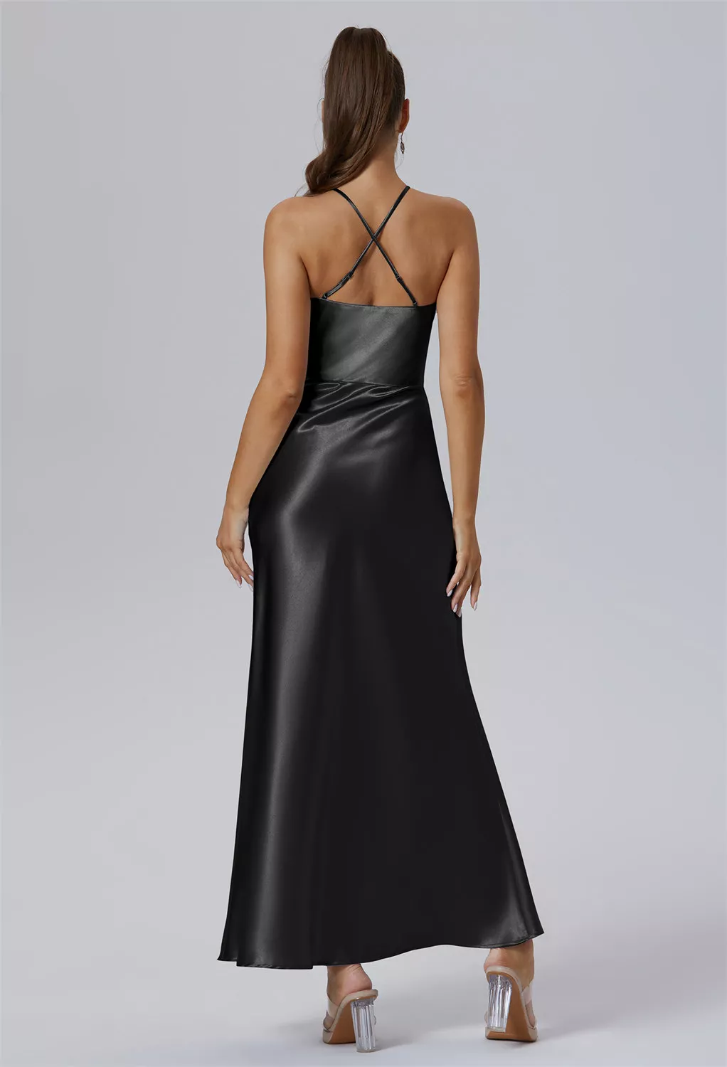 AW Mir Black Metallic  Beach Wedding Guest Dresses